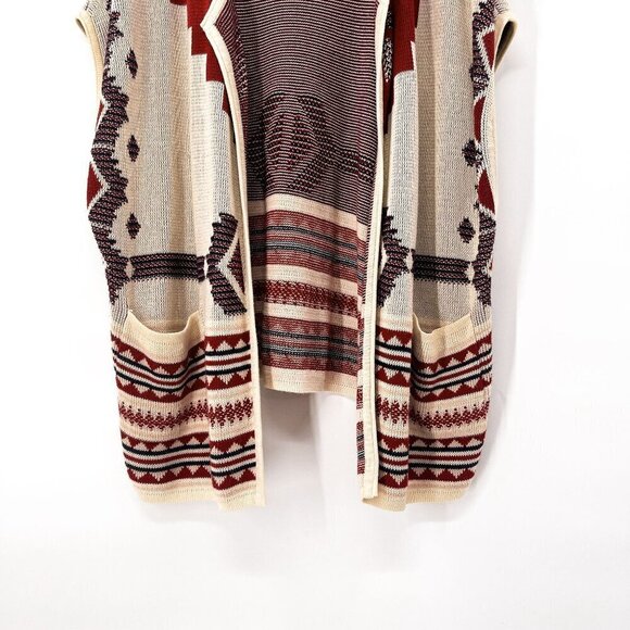 Aztec Boho Knit Open Front Draped Cardigan Kimono Cape Shawl Small Medium - Picture 5 of 8
